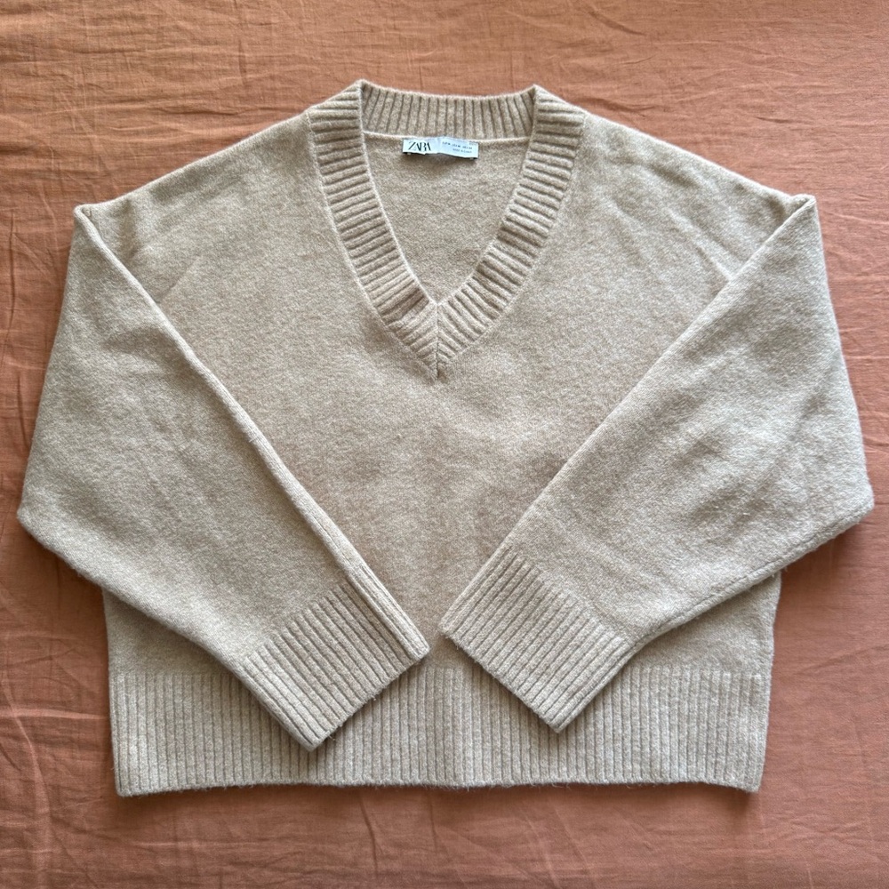 ZARA Soft Knit V-Neck Sweater